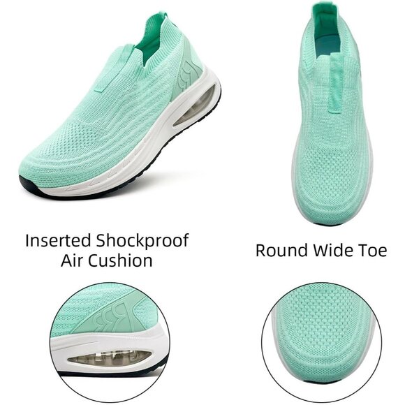 Dolphinslides Women Men Light Green Running AthleticTennis Lightweight Sneakers - Picture 3 of 7